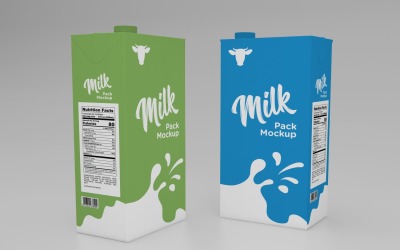 Modèle de maquette d&amp;#39;emballage de paquet de lait de deux types d&amp;#39;un litre