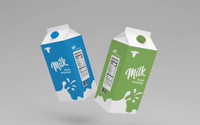 Modèle de maquette de chute d&amp;#39;emballage de paquet de lait d&amp;#39;un litre à deux boîtes