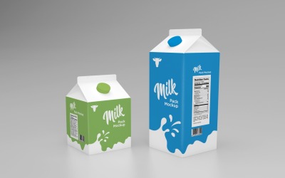 Modello di mockup per confezione di confezioni di latte da un litro e mezzo