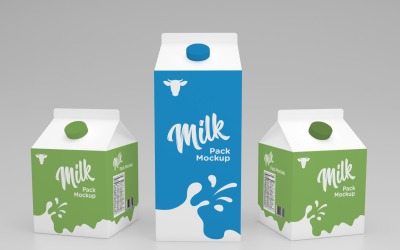 Three Milk Pack Packaging Half Liter And Two 250ml Mockup Template