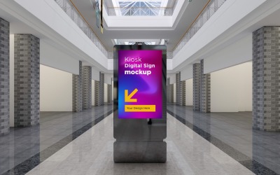 Totem Digital Sign Rendering Mockup-mall