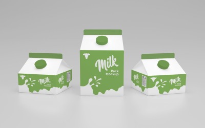 Tre mjölkförpackningar halv liter med 250 ml Mockup-mall