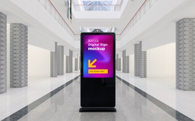 Un totem vide moderne, kiosque, affichage numérique, rendu 3d