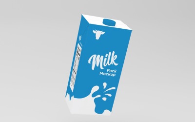 Bir Litre Kiremitli Kutu Süt Paketi Ambalaj Mockup Şablonu