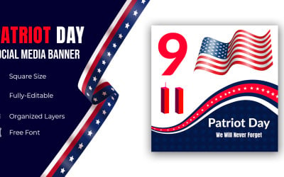 Cartaz de vetor do Dia do Patriota, 11 de setembro Nunca esqueça as mídias sociais