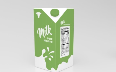 3D Bir Litre Süt Paketi Paketleme Mockup Şablonu
