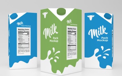 3D-Dreityp-Ein-Liter-Milchpack-Verpackungsbox-Modellvorlage