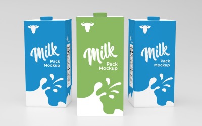 3D három tej csomagolás egy liter doboz makett sablon