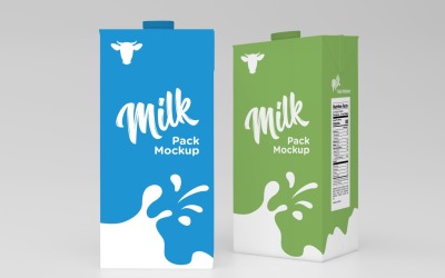 3D Two Type Milk Pack Packaging One Liter Mockup Template