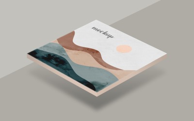 Modello di mockup con cornice in tela per pittura quadrata con vista prospettica
