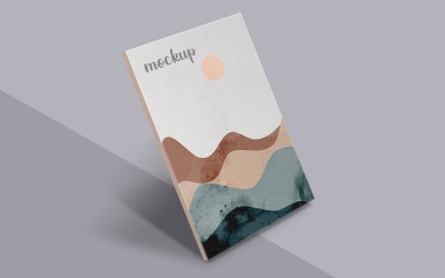 Modello di mockup per cornice su tela con pittura verticale in prospettiva