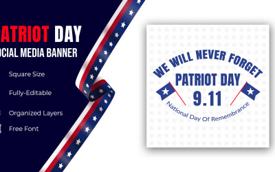 Nationale Usa Patriot Day Verenigde Staten Feestdag Vuurwerk Banner Sociale Media