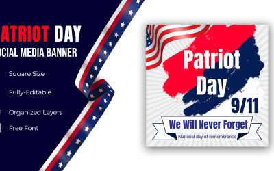 9-11 Patriot Day Typografisches Emblem Design für Banner Social Media