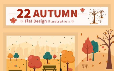 22 Ilustración de la página de destino del fondo de otoño