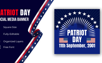9/11 Usa Patriot Day Banner Poster brochura ou modelo de mídia social de cartão comemorativo.