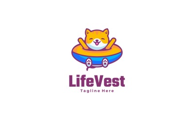 Plantilla de logotipo de dibujos animados de gato feliz