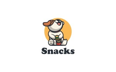 Plantilla de logotipo de dibujos animados de perro feliz