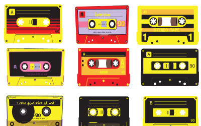 Plug-in de Photoshop para eventos de nostalgia de fita de áudio para vetores de efeitos animados