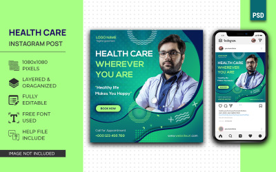 Gesundheitswesen Social Media Post Design Instagram Vorlage für Arzt, Klinik