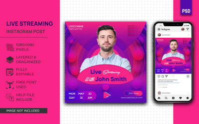 Modello EPS di Instagram per la progettazione di post sui social media in diretta streaming