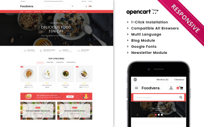 Foodvera - Snabbmat och restaurangbutik Opencart Theme