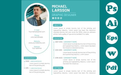Modèle de CV vert minimaliste pour un graphiste