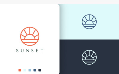 Słońce lub morze w kształcie okręgu Logo