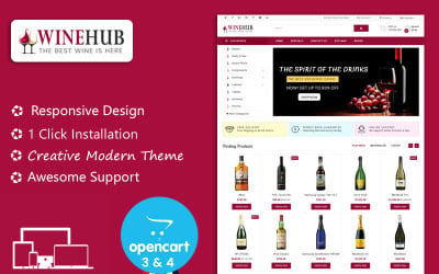 Winehub Alkol ve Likör Duyarlı Opencart Teması