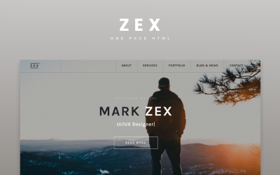 Zex - Персональний багатоцільовий портфель Onepage Html Шаблон цільової сторінки