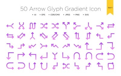 50 Arrow Glyph icon Vol 1