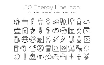50 conjuntos de iconos de esquema de energía