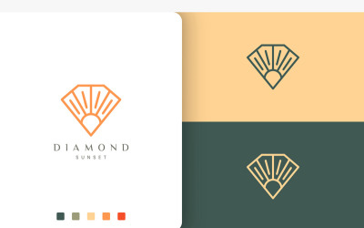 Estilo de arte de línea única del logotipo de Diamond Sun