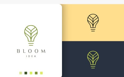Green Bulb Logo in Simple Modern Style
