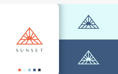 Háromszög Nap vagy Tenger logó egyszerű stílusban