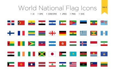 Ícone da bandeira nacional mundial 50, Vol 2