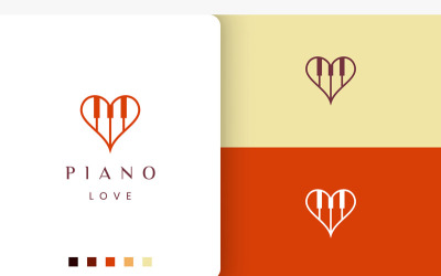 Logo d&amp;#39;amour de piano simple et moderne