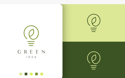 Logo jednoduché přírodní listové žárovky