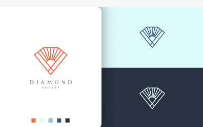 Logotipo de diamante o sol en estilo de línea mono