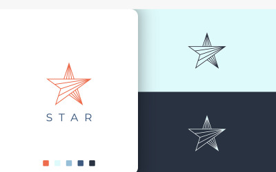 Modern Mono Çizgi Şeklinde Yıldız Logosu