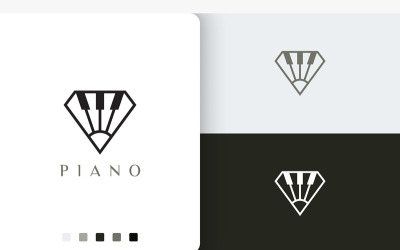 Modern Piano Logo in Diamond Shape