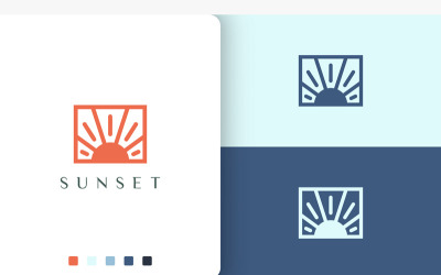 Rectángulo Sol o Energía Logotipo Simple