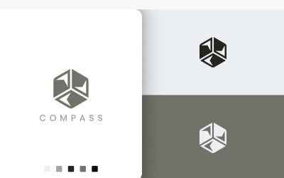 Reise- oder Abenteuerlogo Kompass Hexagon
