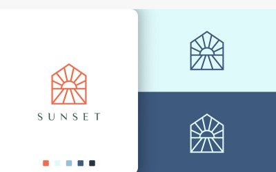 Sun or Hotel Logo On The Beach in Simple