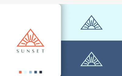 Triángulo de sol o logotipo de energía en moderno