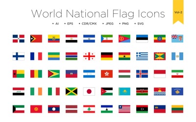 50 Wereld Nationale vlagpictogram Vol 2