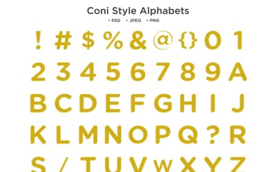 Alfabeto de estilo Coni, tipografia ABC