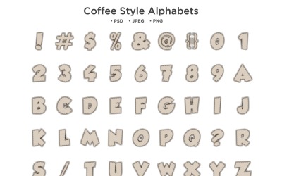Alfabeto de estilo de café, tipografia ABC