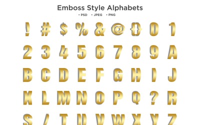 Alfabeto stile rilievo, tipografia Abc
