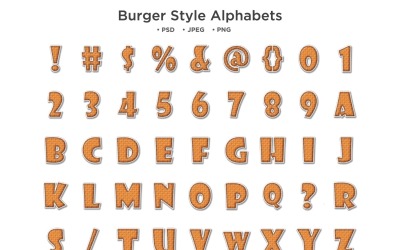 Alphabet de style hamburger, typographie abc