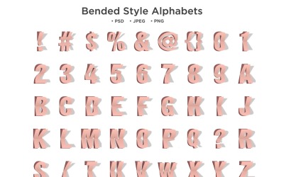 Alphabet de style plié, typographie abc